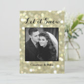 Kerstfoto kaart met sneeuw in goud (Staand voorkant)