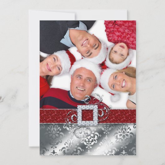 kerstfoto Kaart Santa Belt Glitter (Achterkant)