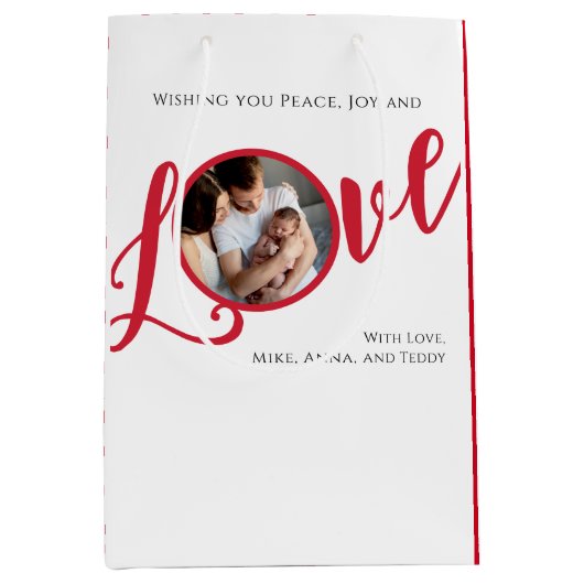 Kerstfoto Kalligrafie Script Medium Cadeauzakje (Voorkant)