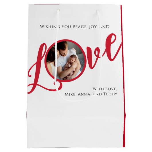 Kerstfoto Kalligrafie Script Medium Cadeauzakje (Achterkant)