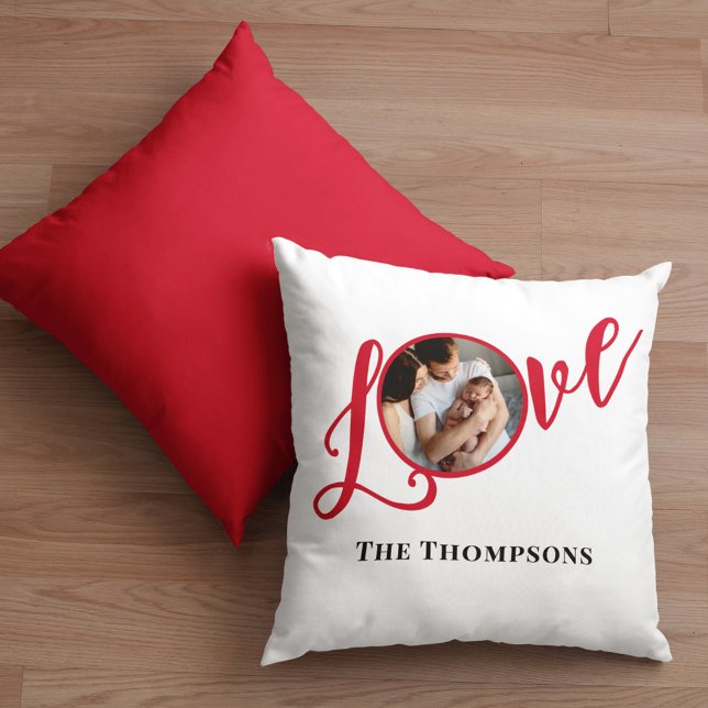Kerstfoto kalligrafie script Schattige Kussen (Love simple photo typography calligraphy script pillow)