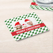 Kerstfoto Kartonnen Onderzetters (Schuin)