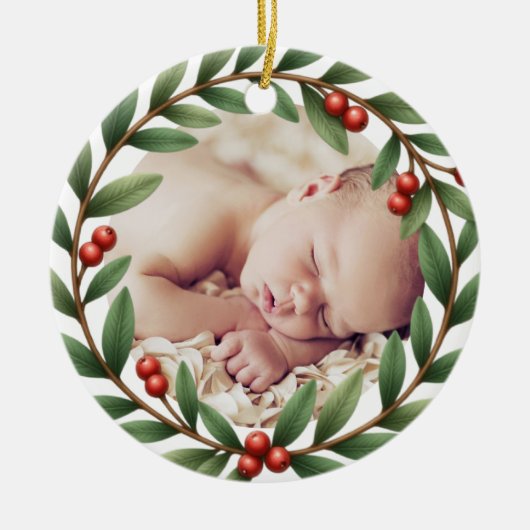 kerstfoto keramisch ornament (Voorkant)