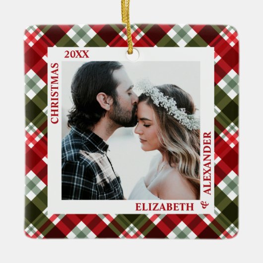 kerstfoto keramisch ornament (Voorkant)