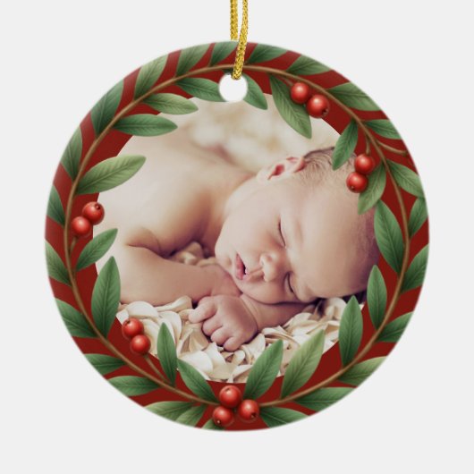 kerstfoto keramisch ornament (Voorkant)