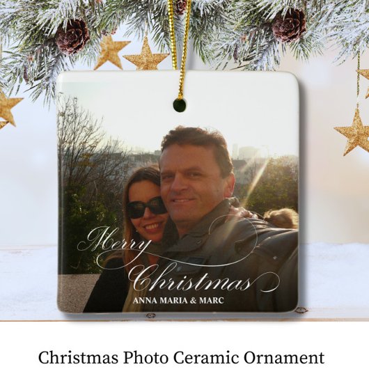 Kerstfoto keramische ornament