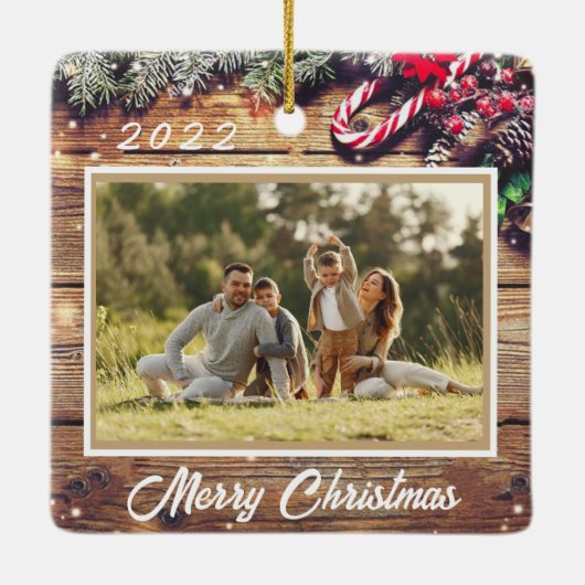 kerstfoto  kerstfeest keramisch ornament (Achterkant)