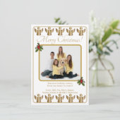 Kerstfoto kerstkaart met gouden engelen (Staand voorkant)