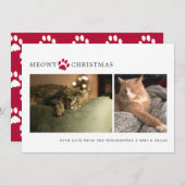 Kerstfoto kerstkaart met 'Meowy Christmas' (Voorkant / Achterkant)