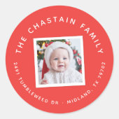 Kerstfoto Kerstmis retour adres Sticker (Voorkant)