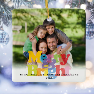 Kerstfoto Kerstvakantie Merry and Bright Keramisch Ornament
