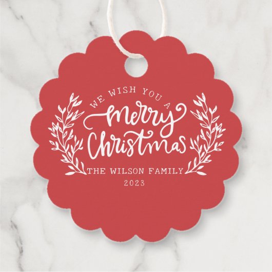 Kerstfoto krans Kerstmis Wens Familie Bedankjes Labels (Achterkant)