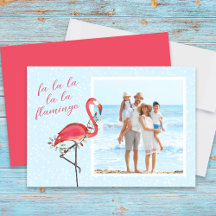 Kerstfoto Leuk strand Roze Tropische Flamingo