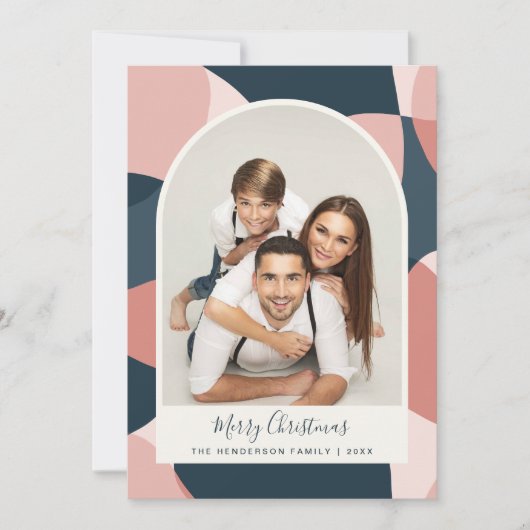kerstfoto Lijst Coral Blue Feestdagenkaart (Voorkant)