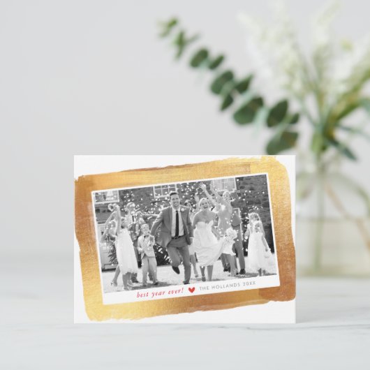 KERSTFOTO luxe glam goud geborsteld lijst Feestdagenkaart (Staand voorkant)