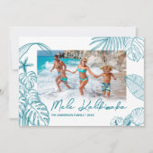 Kerstfoto Mele Kalikimaka Teal Feestdagenkaart (Voorkant)
