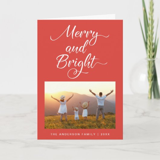 Kerstfoto Merry And Bright Feestdagen Kaart (Voorkant)