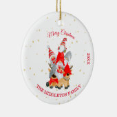 kerstfoto Merry Greeting Deer Gnomes Keramisch Ornament (Rechts)