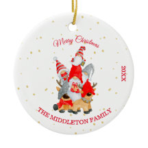 kerstfoto Merry Greeting Deer Gnomes