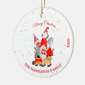 kerstfoto Merry Greeting Deer Gnomes Keramisch Ornament (Links)