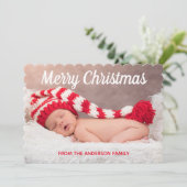 kerstfoto Merry Kerstmis Snowflakes Feestdagenkaart (Staand voorkant)