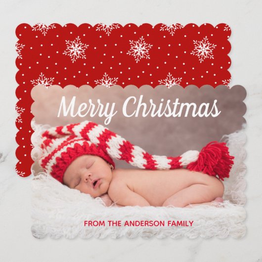 kerstfoto Merry Kerstmis Snowflakes Feestdagenkaart (Voorkant / Achterkant)