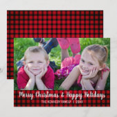 Kerstfoto Merry Red Pset Feestdagenkaart (Voorkant / Achterkant)