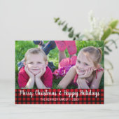 Kerstfoto Merry Red Pset Feestdagenkaart (Staand voorkant)