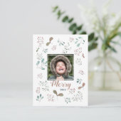 Kerstfoto Merry Winter Woodland Feestdagenkaart (Staand voorkant)