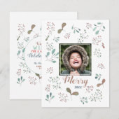 Kerstfoto Merry Winter Woodland Feestdagenkaart (Voorkant / Achterkant)