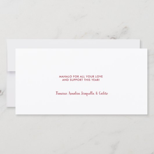 Kerstfoto met ananas Mele Kalikimaka Feestdagenkaart (Achterkant)