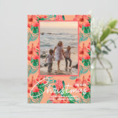 Kerstfoto met bloemen feestdagenkaart (Staand voorkant)