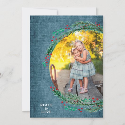 Kerstfoto met dennen feestdagenkaart (Voorkant)
