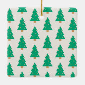 Kerstfoto met dennenbomen keramisch ornament (Achterkant)
