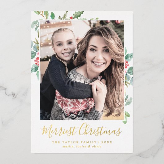 kerstfoto met Folie met kerstmis Folie Feestdagenkaart (Voorkant)