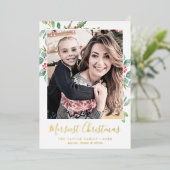 kerstfoto met Folie met kerstmis Folie Feestdagenkaart (Staand Voorkant)