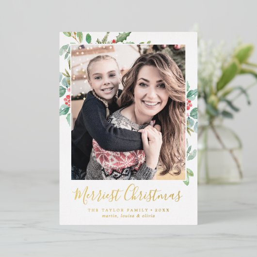 kerstfoto met Folie met kerstmis Folie Feestdagenkaart (Staand Voorkant)