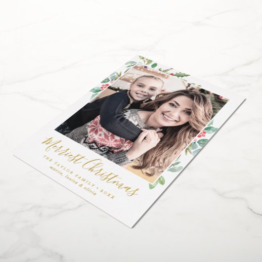 kerstfoto met Folie met kerstmis Folie Feestdagenkaart (Gedraaid)