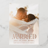 Kerstfoto met gehuwde Elegant Folie Typografie Folie Feestdagenkaart (Voorkant)