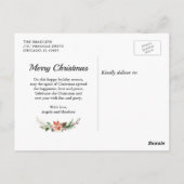 Kerstfoto met gehuwde en prettige kalligrafie briefkaart (Achterkant)