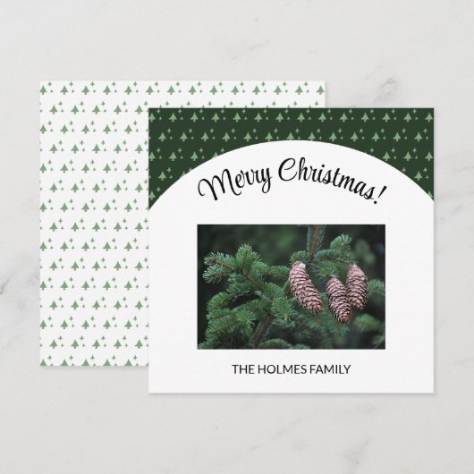 Kerstfoto met geïllustreerd boompatroon (Voorkant / Achterkant)