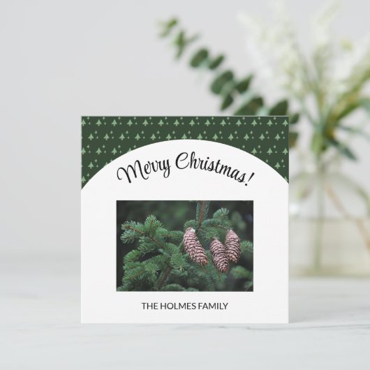 Kerstfoto met geïllustreerd boompatroon (Staand voorkant)