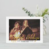 Kerstfoto - met gelukkigste Feestdagen in Gold (Staand Voorkant)