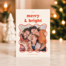 Kerstfoto met golvend kader Merry & Bright