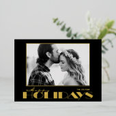 Kerstfoto met goud folie feestdagenkaart (Staand Voorkant)