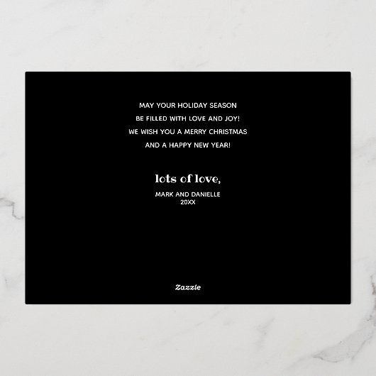 Kerstfoto met goud folie feestdagenkaart (Achterkant)