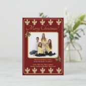 Kerstfoto met gouden engelen feestdagenkaart (Staand voorkant)