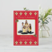 Kerstfoto met gouden engelen feestdagenkaart (Staand voorkant)