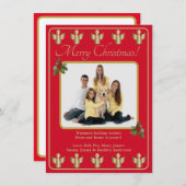 Kerstfoto met gouden engelen feestdagenkaart (Voorkant / Achterkant)