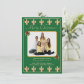 Kerstfoto met gouden engelen feestdagenkaart (Staand voorkant)